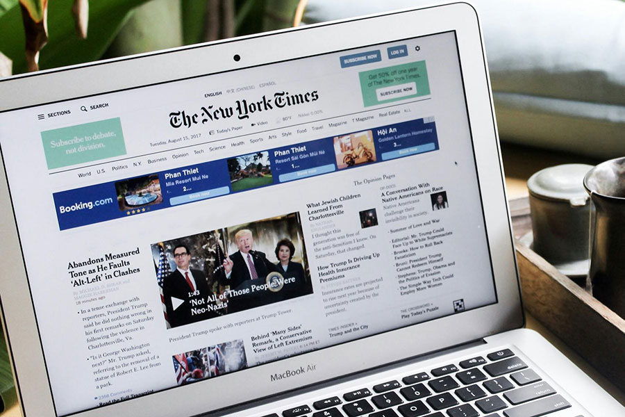 laptop screen showing online news